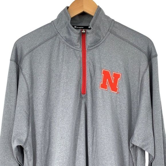 Champion 1/4 Zip knit top 2XL Nebraska Huskers Shirt Athletic Mens 3699 Pullover - Picture 4 of 7